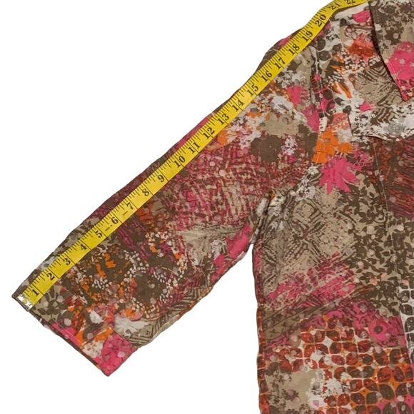 CHRISTOPHER & BANKS Size XL Jacket Mixed Print Pattern Pink Brown Art-To-Wear - Picture 4 of 7